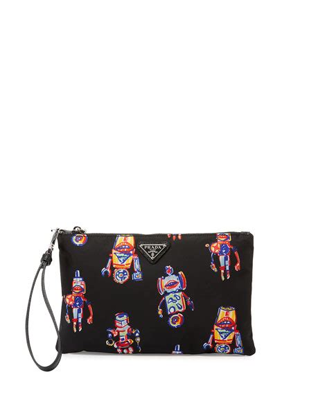 prada robot nylon zip pouch black